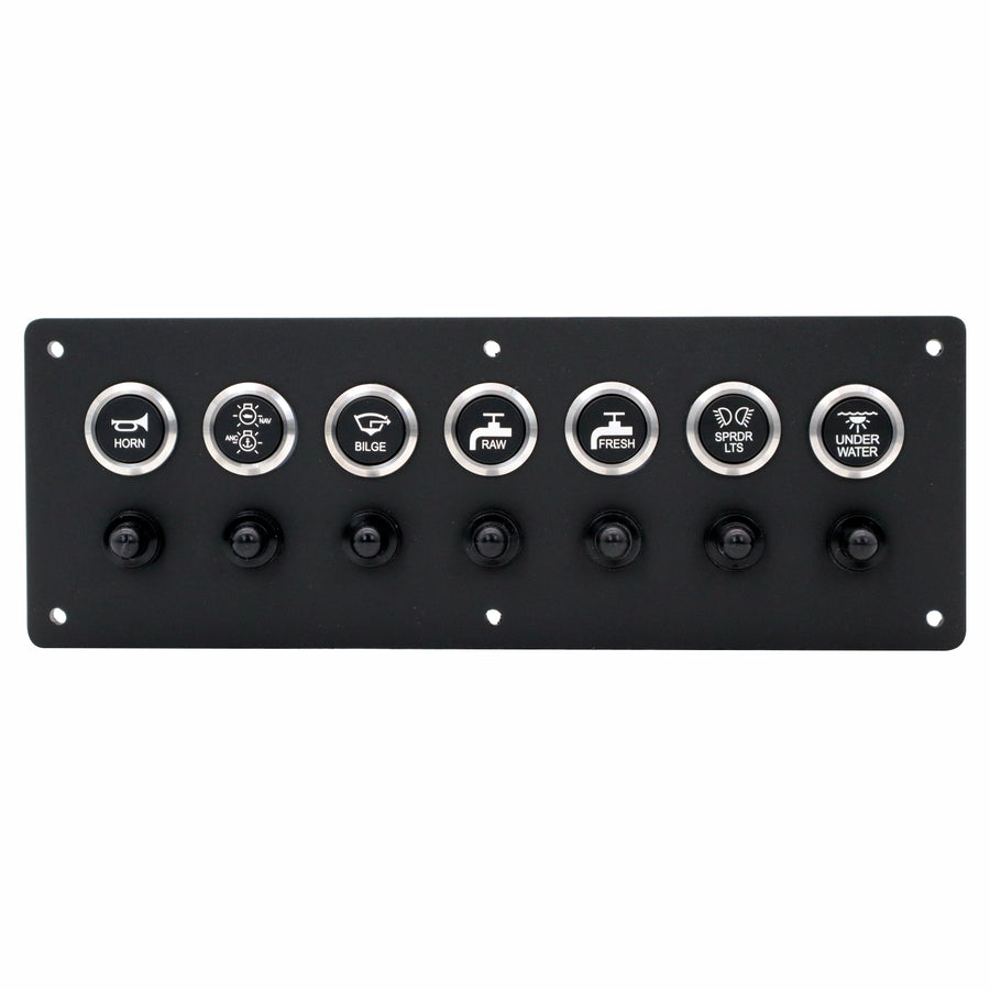 7 Switch Panel 22mm Push Buttons w/ Breakers