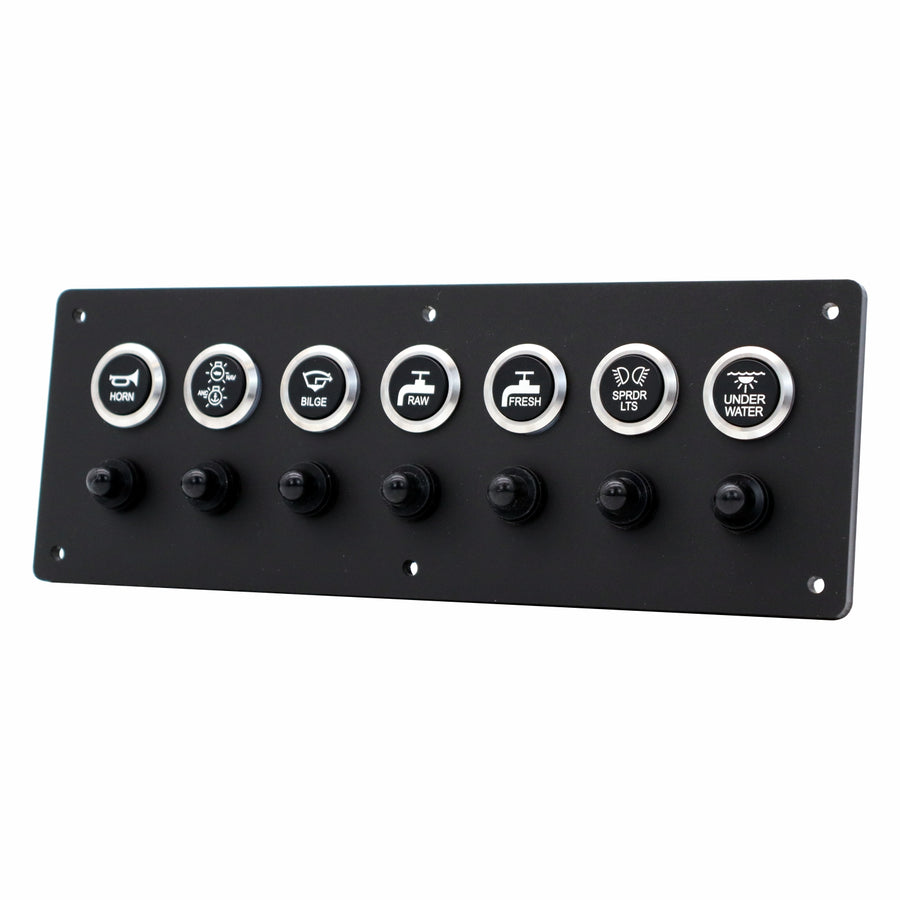 7 Switch Panel 22mm Push Buttons w/ Breakers