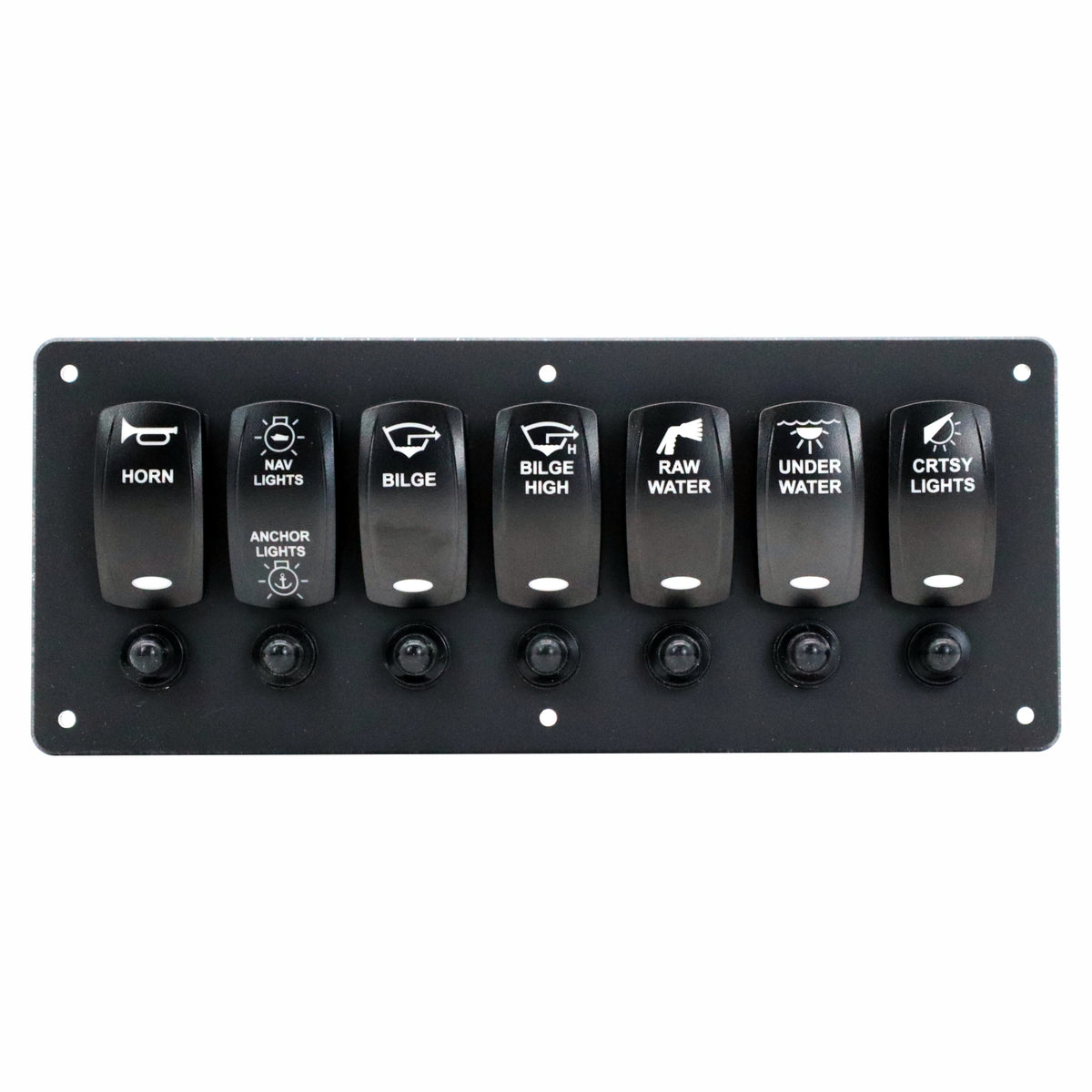 7 Switch Blacklit Ready Contura V Panel w/ Breakers