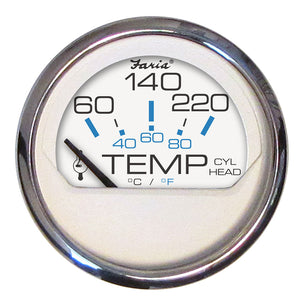 Faria Chesapeake White SS 2 Cylinder Head Temperature Gauge 60220F 13806