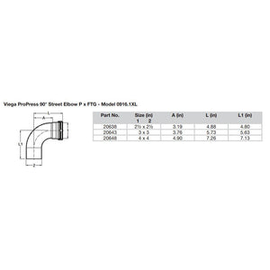 Viega ProPress 212  90 Copper Elbow  StreetPress Connection  Smart Connect Technology 20638