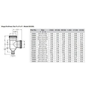 Viega ProPress 212 Copper Tee  Triple Press Connection  Smart Connect Technology 20683