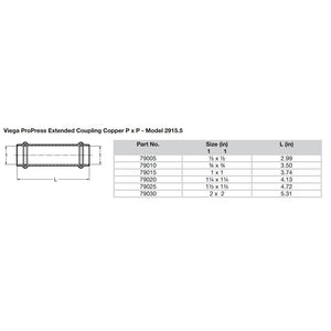 Viega ProPress 2 Extended Coupling wo Stop  Double Press Connection  Smart Connect Technology 79030