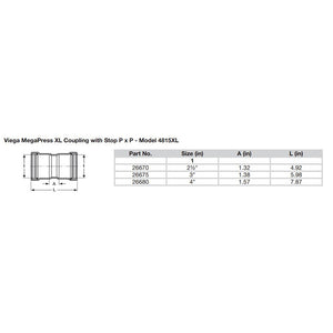 Viega MegaPress 4 Carbon Steel Coupling wStop wFMK Double Press Connection  Smart Connect Technology 26680