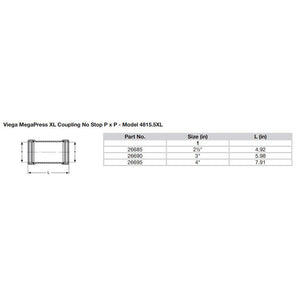 Viega MegaPress 3 Carbon Steel Coupling wo Stop wFMK  Double Press Connection  Smart Connect Technology 26690
