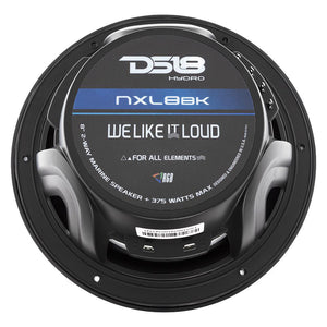 DS18 HYDRO 8 2Way Marine Speakers wRGB LED Lights 375W  Matte Black NXL8BK