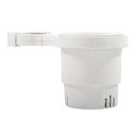 Camco ClampOn Rail Mounted Cup Holder  Large for Up to 2 Rail  White 53083