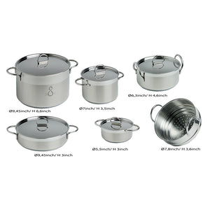 Marine Business Kitchen Cookware Pan Set SelfContaining  Stainless Steel  Set of 8 20001