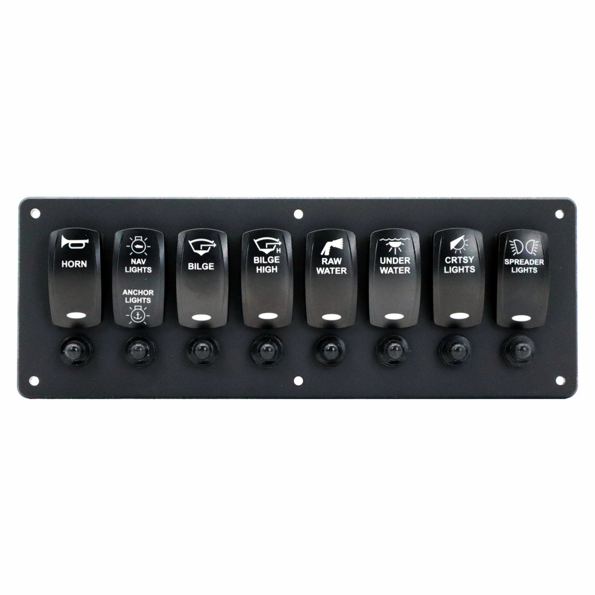 8 Switch Blacklit Ready Contura V Panel w/ Breakers