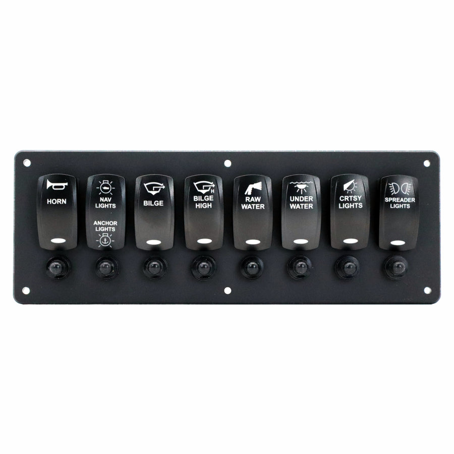 8 Switch Blacklit Ready Contura V Panel w/ Breakers