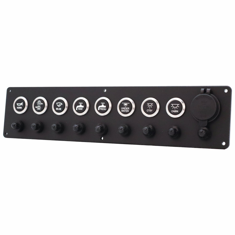 8 Switch Panel 22mm Push Buttons w/ Breakers & USB