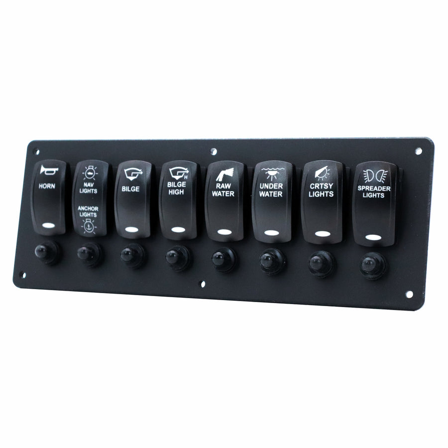 8 Switch Blacklit Ready Contura V Panel w/ Breakers