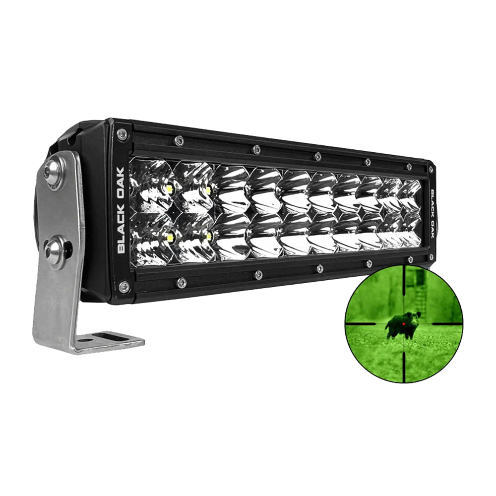 Black Oak Pro Series 30 10 850nm Infrared Double Row LED Light Bar  Combo Optics  Black Housing 10IR850