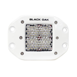 Black Oak 2 Marine Flush Mount LED Pod Light  Diffused Optics  White Housing  Pro Series 30 2DMFPOD10CR