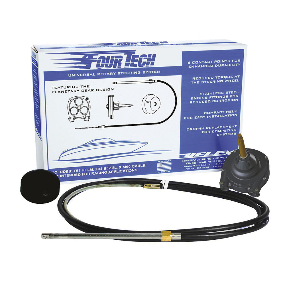Uflex Fourtech 18 Black Mach Rotary Steering System wHelm Bezel  Cable FOURTECHBLK18