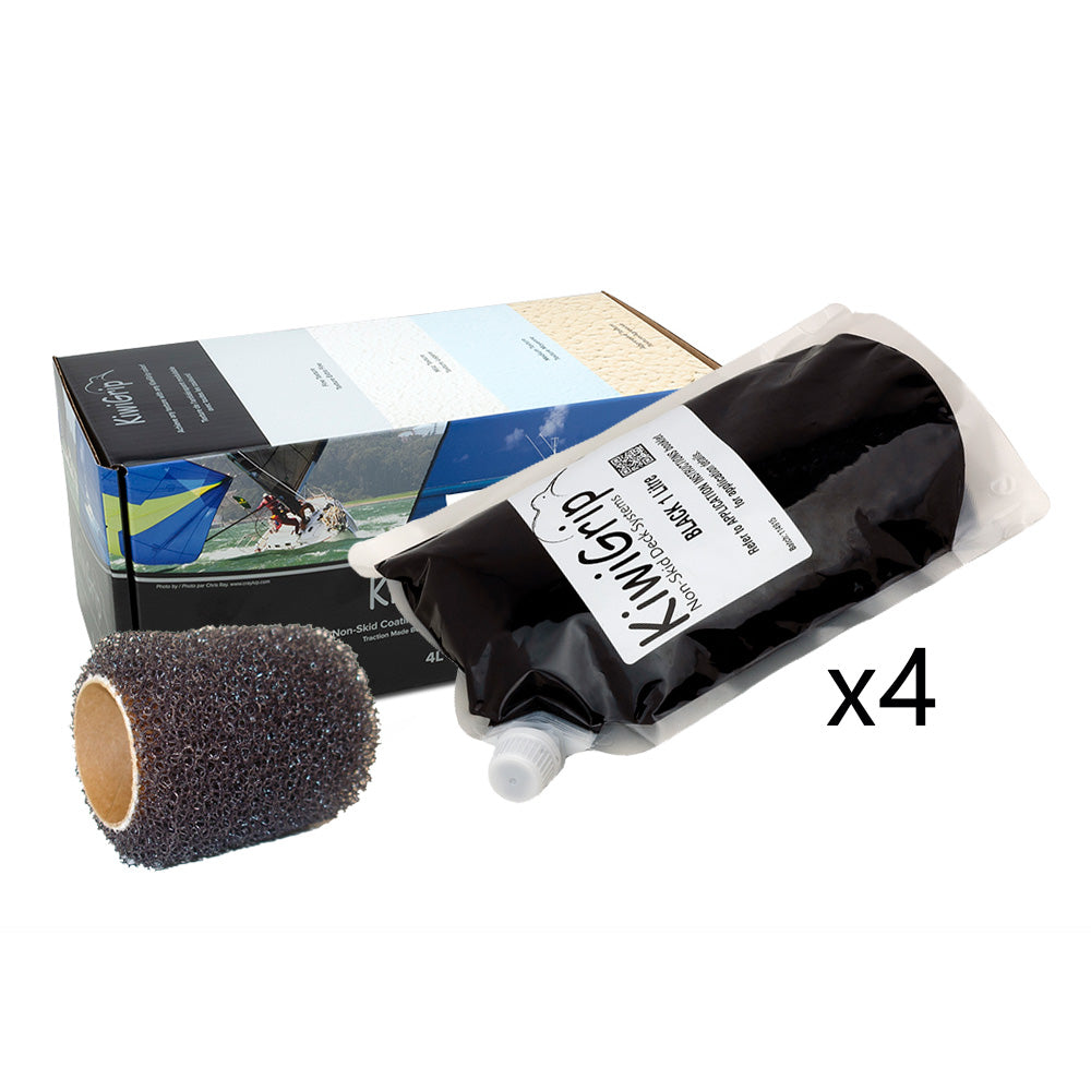 KiwiGrip 4  1 Liter Pouches  Black with 4 Roller KG4BKPR