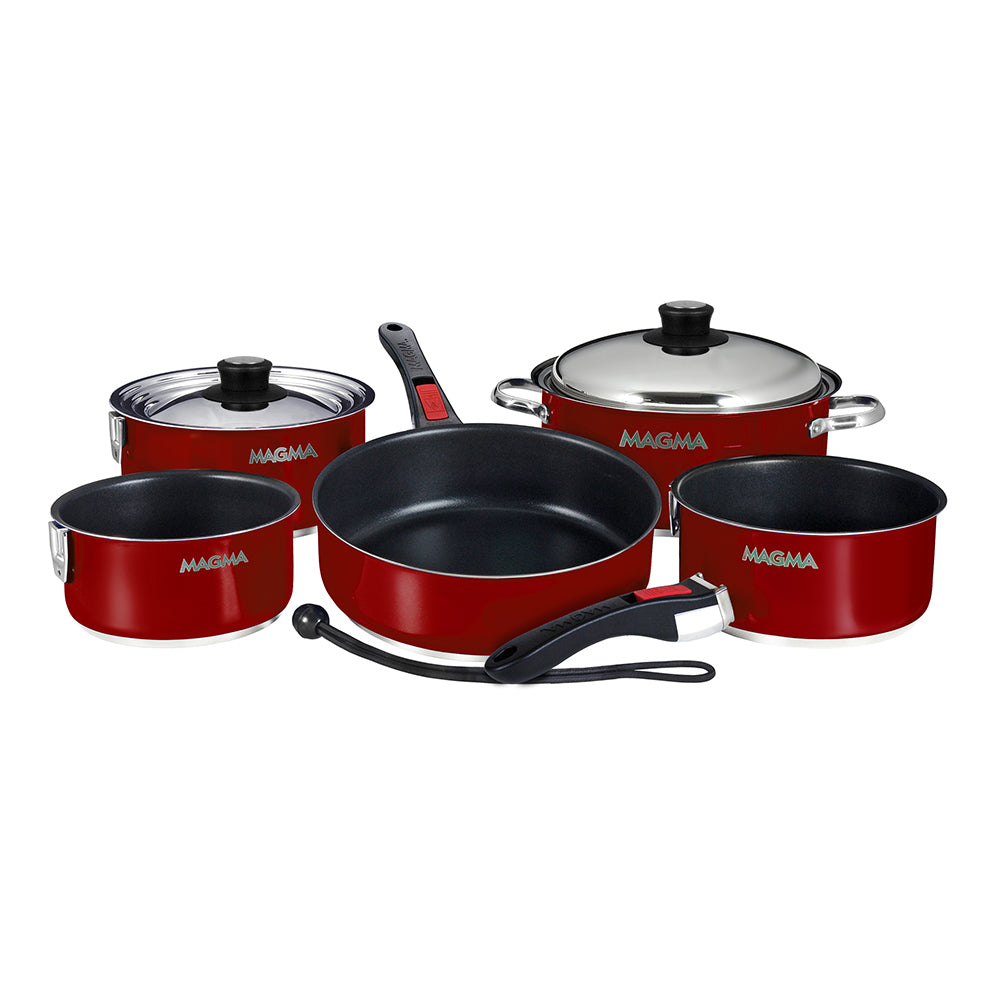 Magma Nestable 10 Piece Induction NonStick Enamel Finish Cookware Set  Magma Red A10366MR2IN