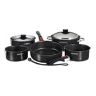 Magma Nestable 10 Piece Induction NonStick Enamel Finish Cookware Set  Jet Black A10366JB2IN