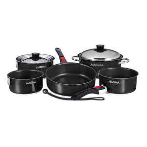 Magma Nestable 10 Piece Induction NonStick Enamel Finish Cookware Set  Jet Black A10366JB2IN