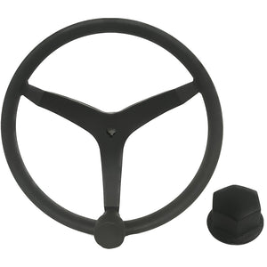 Uflex  V46  135 Stainless Steel Steering Wheel wSpeed Knob  Chrome Nut  Black V46B KIT