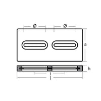 Tecnoseal Rectangular Zinc Plate Anode wInserts  12 x 6 x 1 TECDIVERSD