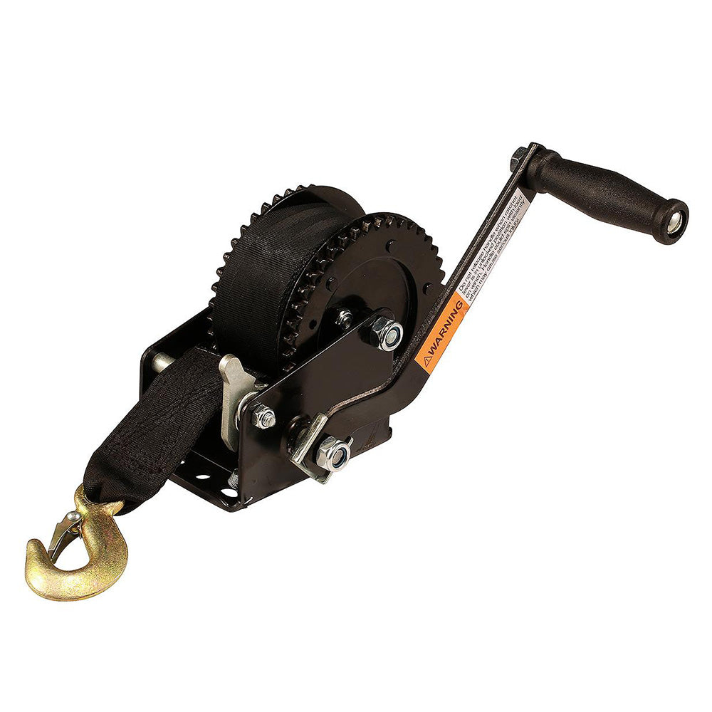 Attwood 2000 lb Dual Drive Winch  2 x 20 Nylon Strap 111954