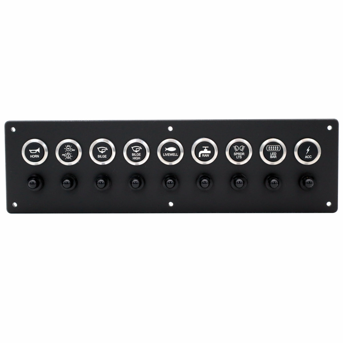9 Switch Panel 22mm Push Buttons w/ Breakers