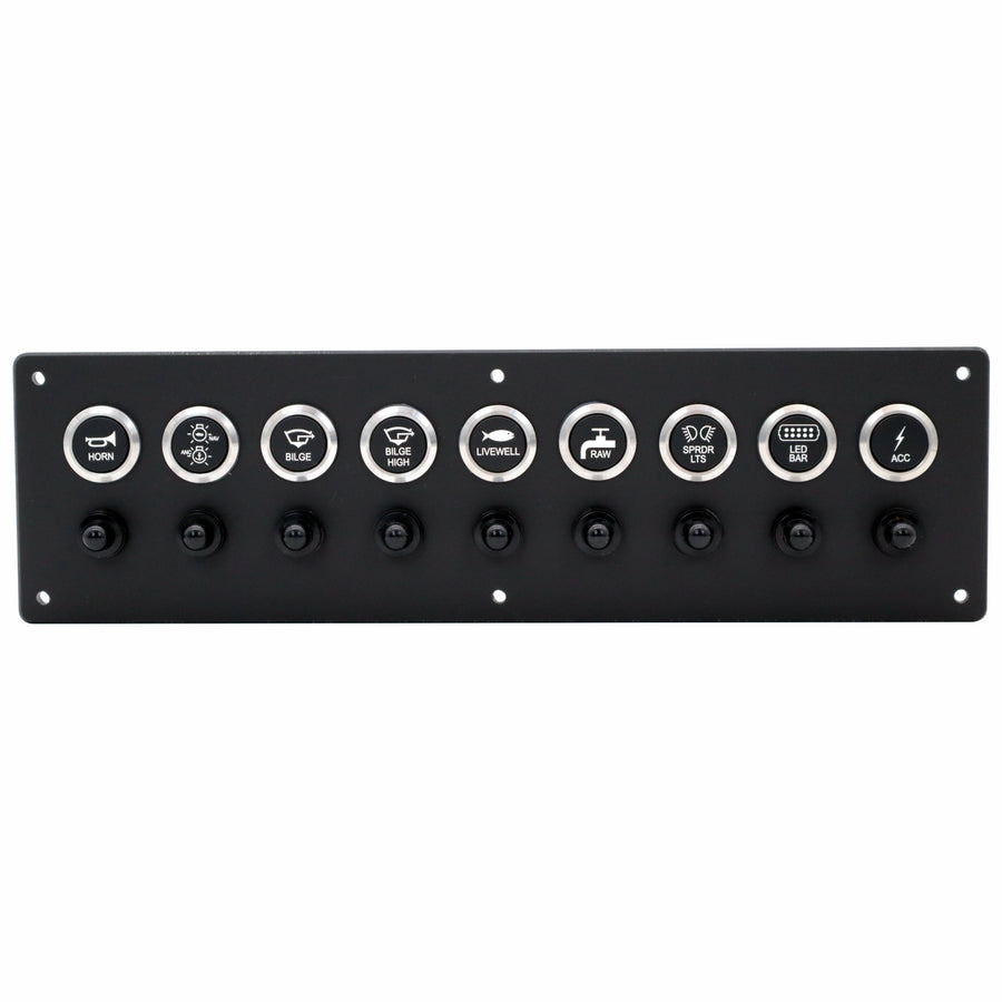 9 Switch Panel 22mm Push Buttons w/ Breakers