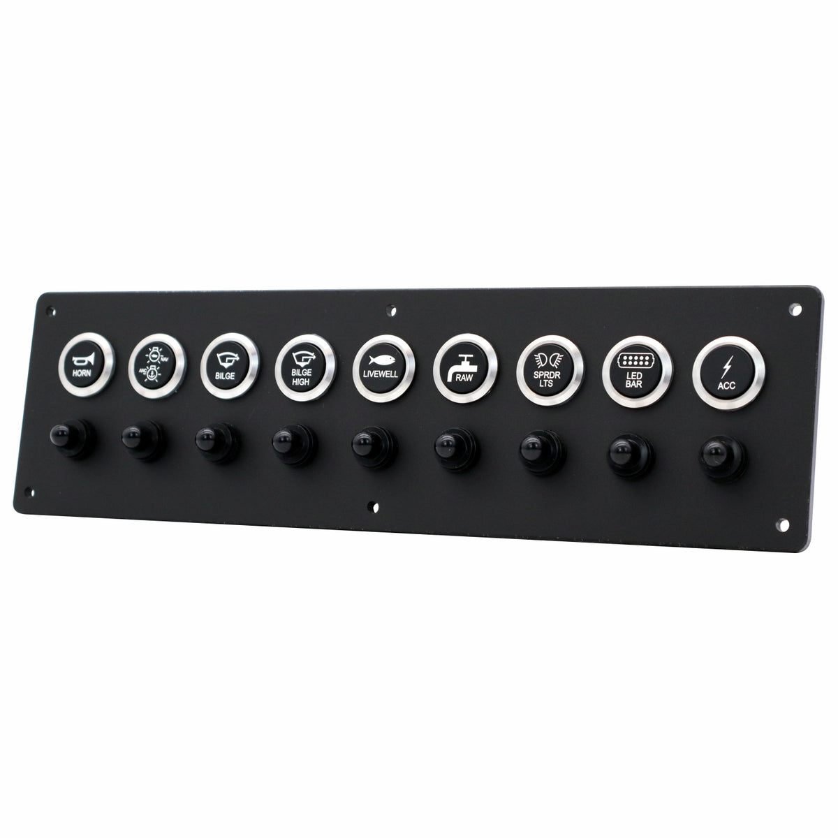 9 Switch Panel 22mm Push Buttons w/ Breakers