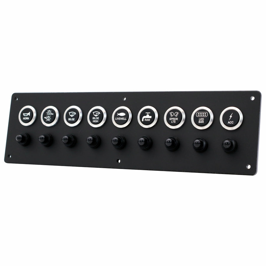 9 Switch Panel 22mm Push Buttons w/ Breakers