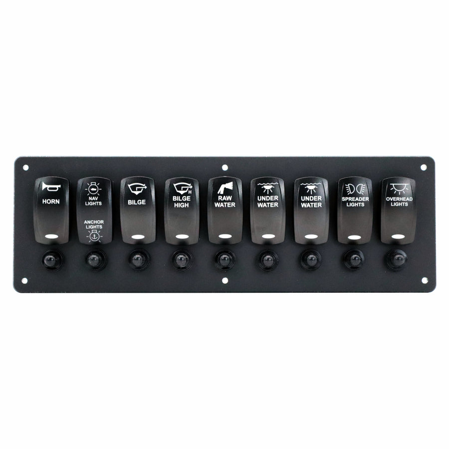 9 Switch Blacklit Ready Contura V Panel w/ Breakers