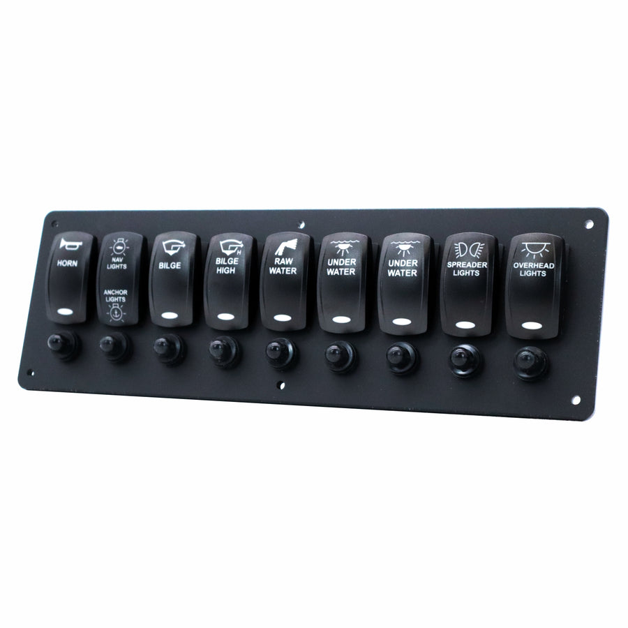 9 Switch Blacklit Ready Contura V Panel w/ Breakers