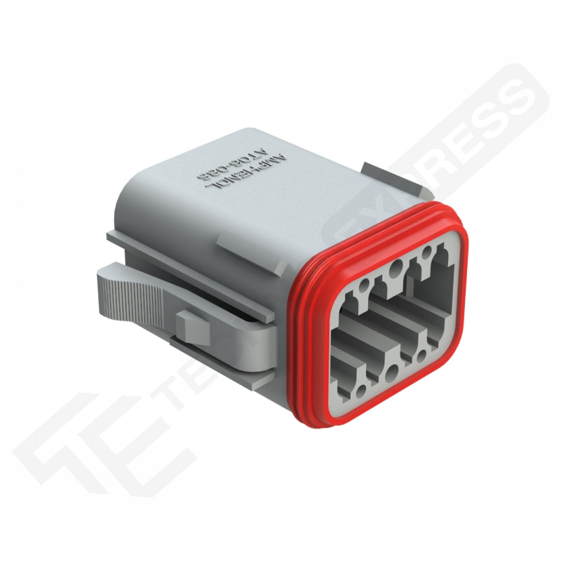 Amphenol AT06-8SA 8-way female DT plug connector with red sealing gasket