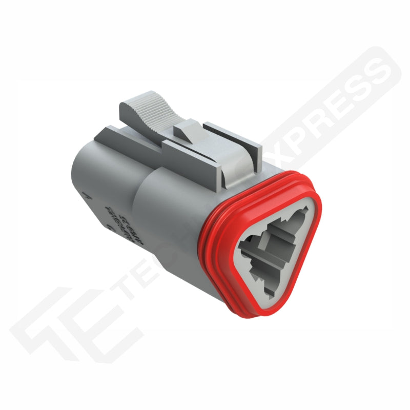 Amphenol AT06-3S 3-way female DT connector with red triangular sealing gasket