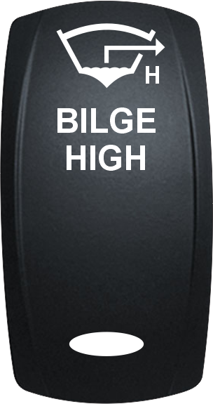 Techno Express bilge rocker switch labeled BILGE HIGH with high-level bilge icon