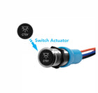 Bluewater 22mm CTSY courtesy light actuator with black labeled button and stainless bezel