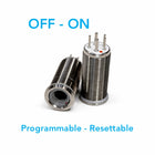 Bluewater 22mm Resettable OFF - ON switch body with stainless threaded casing and terminal pins