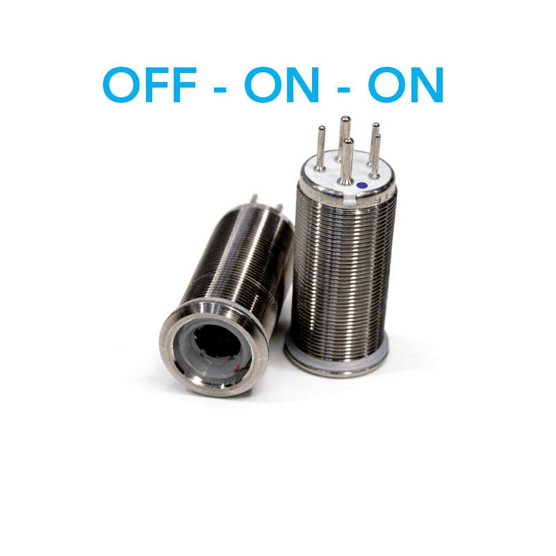 Bluewater 22mm OFF - ON - ON dual-output push button switch body in stainless finish