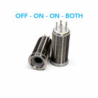 Bluewater 22mm switch body labeled OFF - ON - ON - BOTH with stainless cylindrical actuator