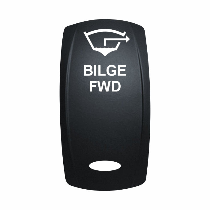 Technoexpress black rocker switch cover labeled BILGE FWD with bilge pump icon