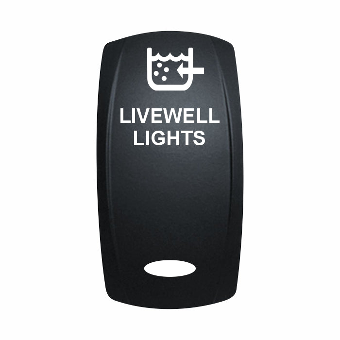 Technoexpress Shop black rocker switch labeled LIVEWELL LIGHTS with livewell icon