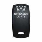 Technoexpress Shop rocker switch labeled SPREADER LIGHTS with dual-beam light icon