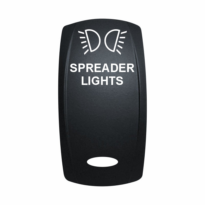 Technoexpress Shop rocker switch labeled SPREADER LIGHTS with dual-beam light icon
