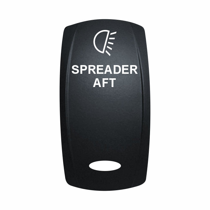 Technoexpress Shop black rocker switch labeled SPREADER AFT with light icon