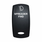 Technoexpress black rocker switch actuator labeled SPREADER FWD with white light icon