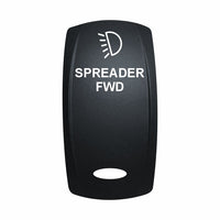 Technoexpress black rocker switch actuator labeled SPREADER FWD with white light icon