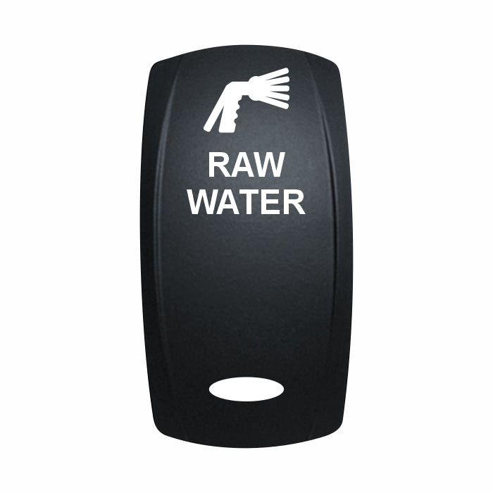 Technoexpress rocker switch labeled RAW WATER with white spray hose icon