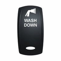 Technoexpress Shop rocker switch labeled 'WASH DOWN' with white spray icon on black face
