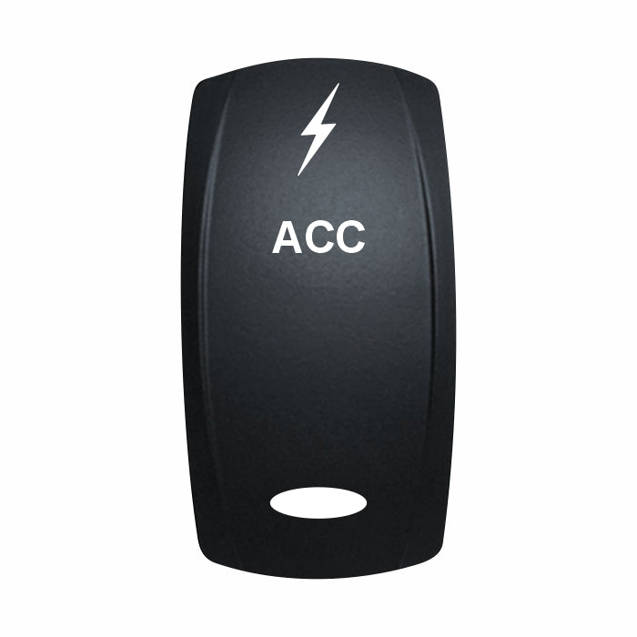 Technoexpress black ACC rocker switch marked with lightning bolt and oval LED window