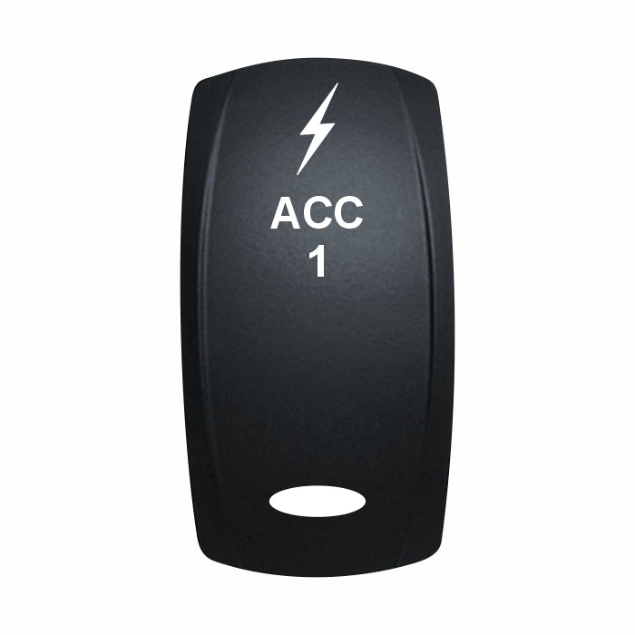 Technoexpress Shop marine rocker switch actuator labeled 'ACC 1' with lightning bolt icon